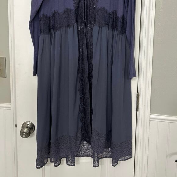 Logo Purple Lace Sheer Long Duster Cardigan Top Large New Whimsical Fairycore - Picture 6 of 16